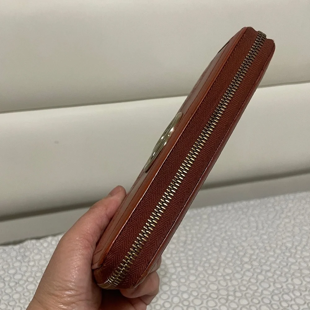 Gucci Orange/Brown Leather Wallet with SilverLogo - Picture 6 of 12